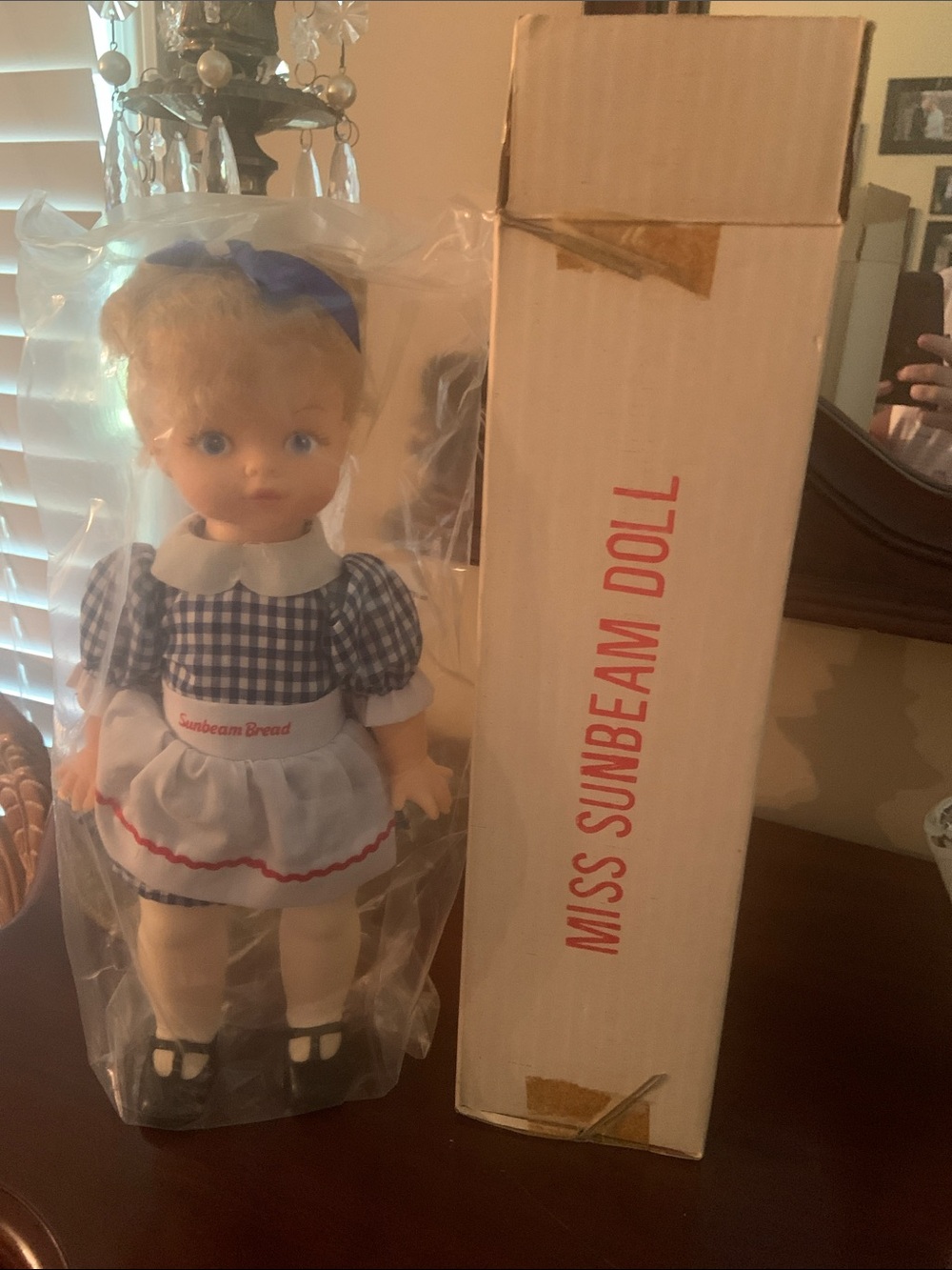 Sunbeam Doll in Blue Gingham Dress with White Apron